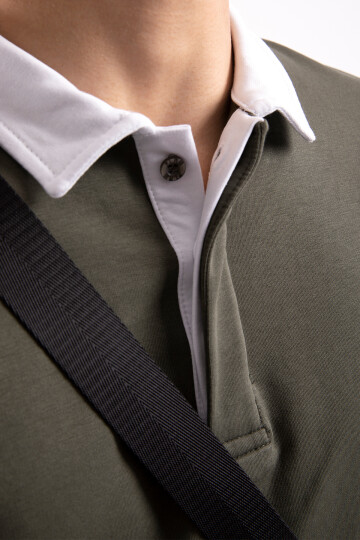 Flaw Atelier Logo Detailed Green Polo Neck Tshirt AR