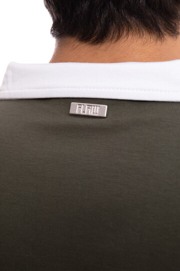 Flaw Atelier Logo Detailed Green Polo Neck Tshirt AR