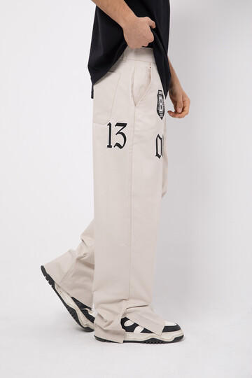 Limited Edition Embroidered Slit Linen Trousers